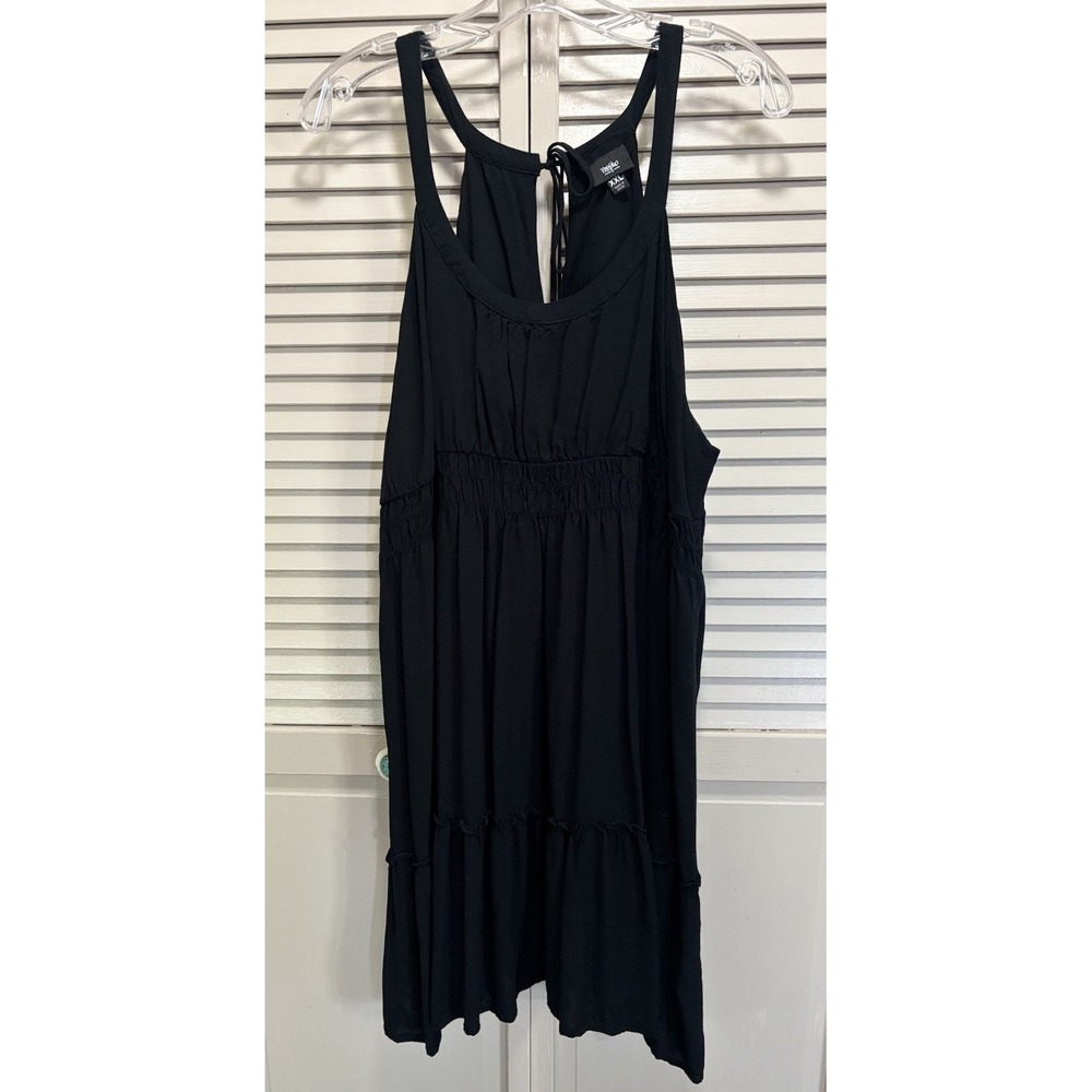 Mossimo Black Sleeveless Halter Keyhole Tie Short Dress Size 2XL Ruffle Summer